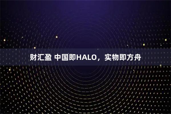 财汇盈 中国即HALO，实物即方舟