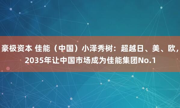 豪极资本 佳能（中国）小泽秀树：超越日、美、欧，2035年让中国市场成为佳能集团No.1