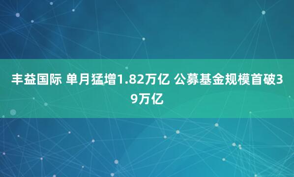 丰益国际 单月猛增1.82万亿 公募基金规模首破39万亿
