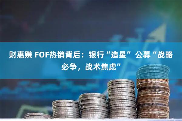 财惠赚 FOF热销背后：银行“造星” 公募“战略必争，战术焦虑”