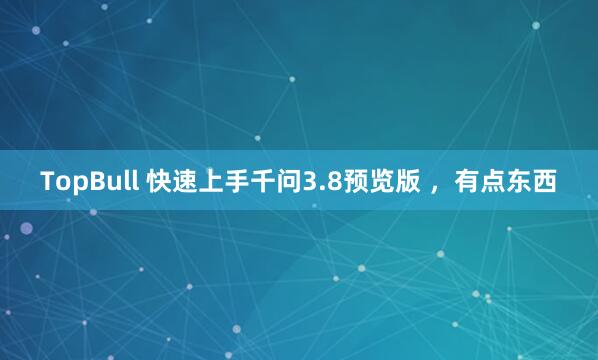TopBull 快速上手千问3.8预览版 ，有点东西